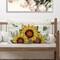 Sunflower Lumbar Pillow Cover 12x20 – Spring Summer Floral Eucalyptus Leaves Design, Farmhouse Rectangular Couch Cushion Case for Indoor Outdoor Decor
